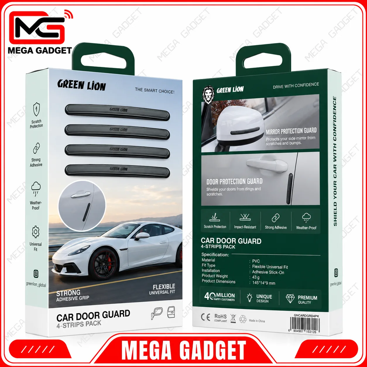 ضربه گیر درب خودرو گرین لاین پک 4 تایی مدل Green Lion Car Door Guard