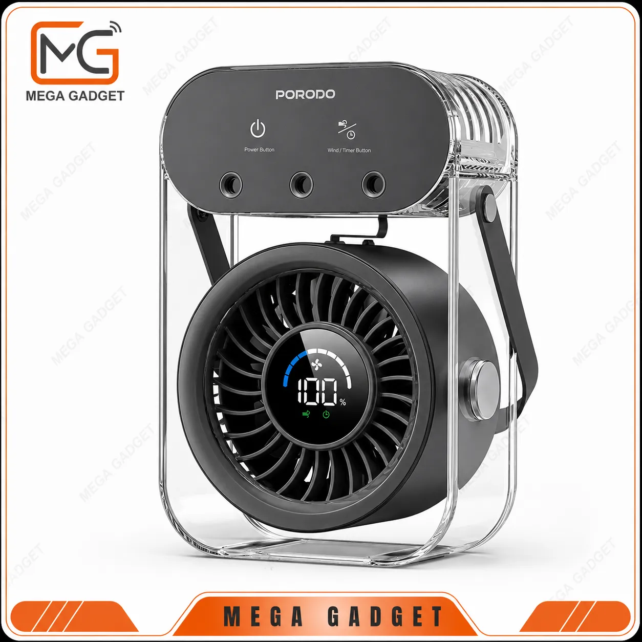 پنکه مه پاش رومیزی شارژی پرودو Porodo Chillo Aqua Portable Mist Fan PDLFSTZH26