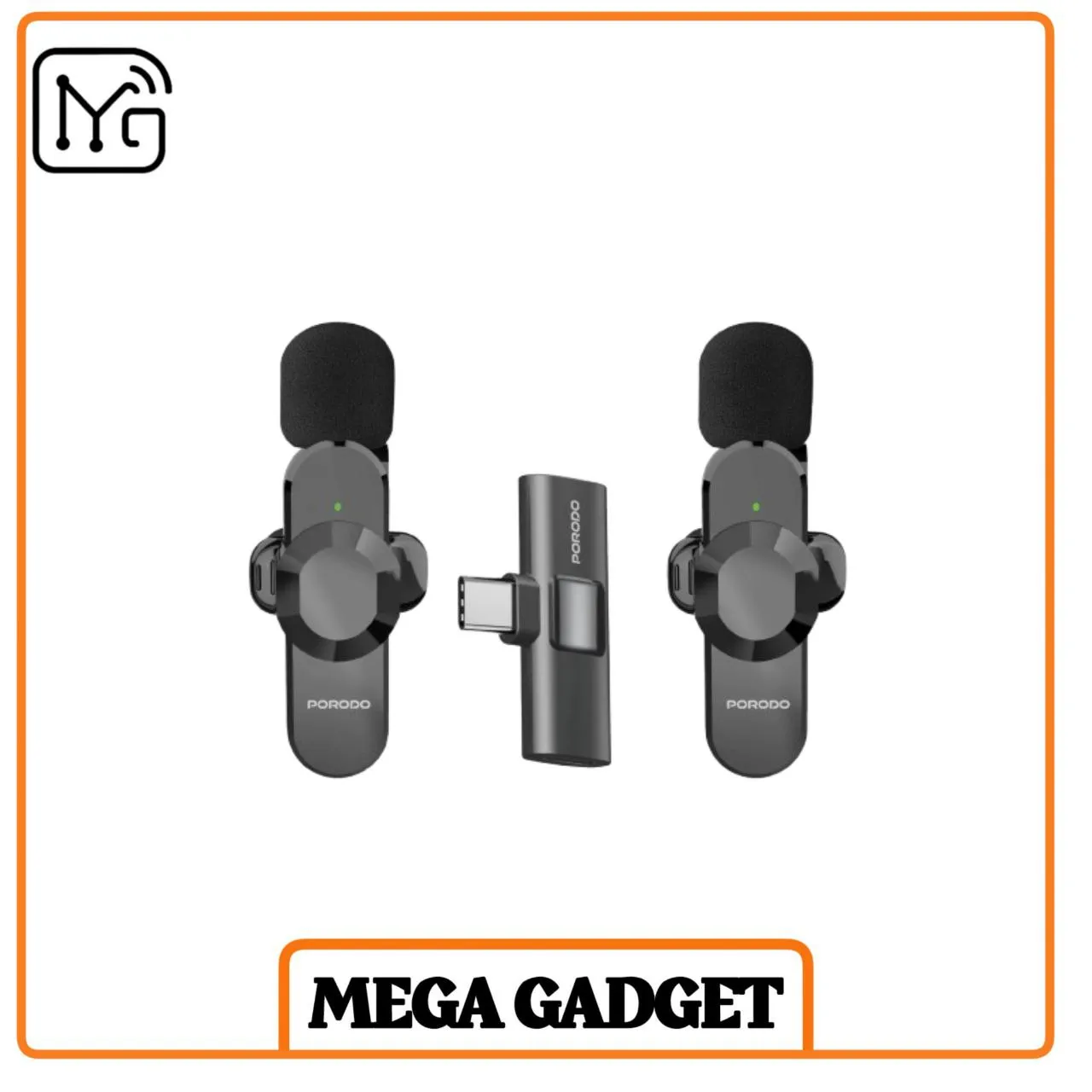 میکروفون یقه ای بی سیم پرودو مدل Porodo Audix Pro Lavalier Dual Microphone Type-C & Lightning PDLAMPHF3