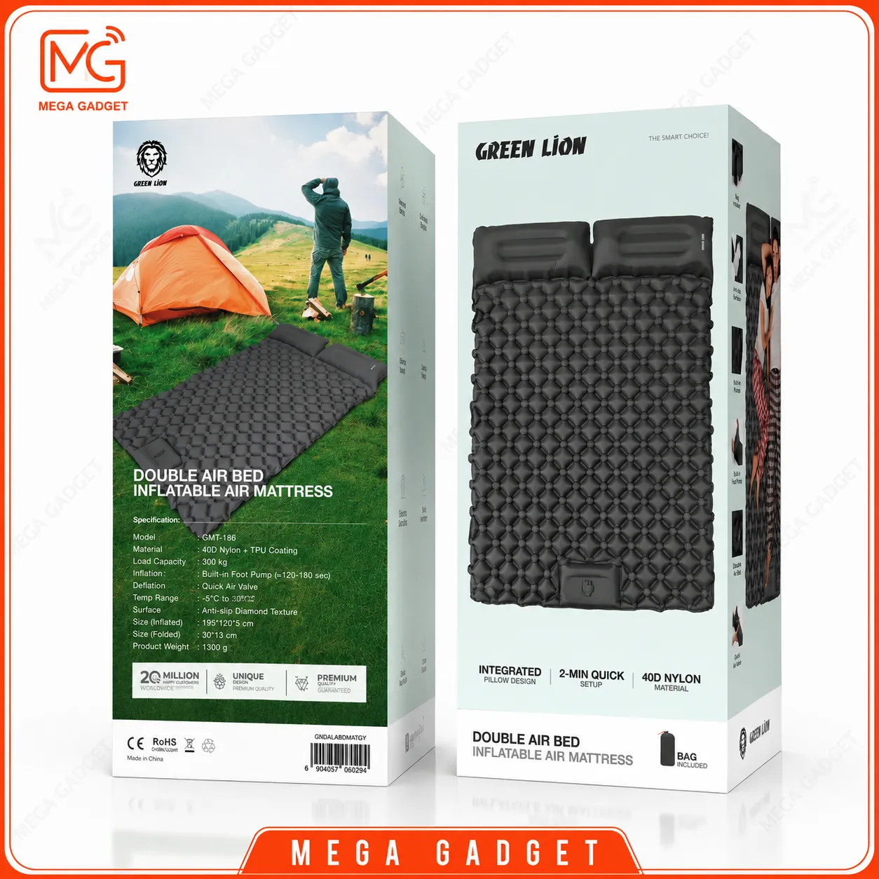 تشک بادی دو نفره گرین لاین Green Lion Double Air Bed Inflatable Air Mattress
