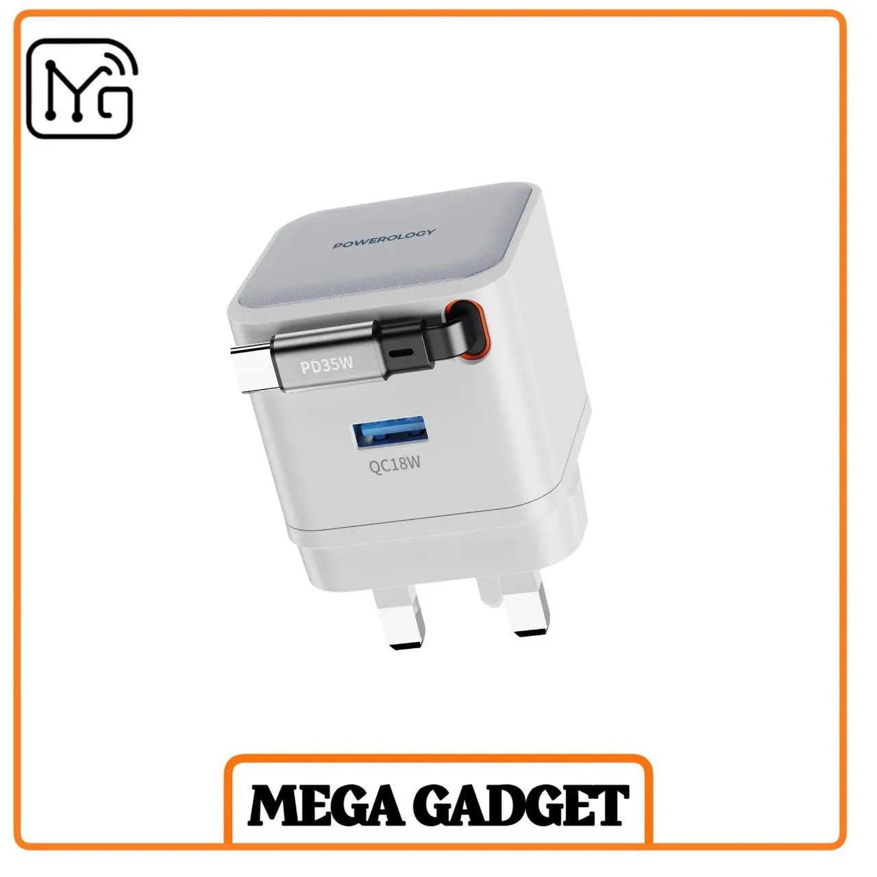 شارژر دیواری پاورولوژی مدل PWCUQC032 ظرفیت ۳۵ وات با خروجی تکی