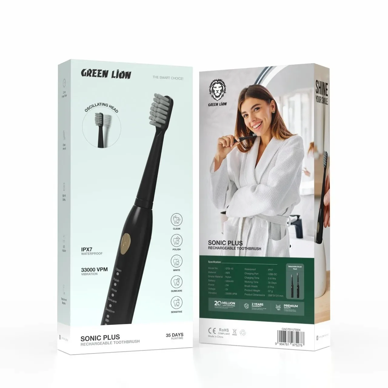 مسواک برقی گرین لاین Green Lion Sonic Plus Rechargeable Toothbrush